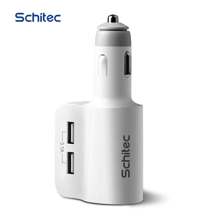 car USB adapter white 3 USB slot charger