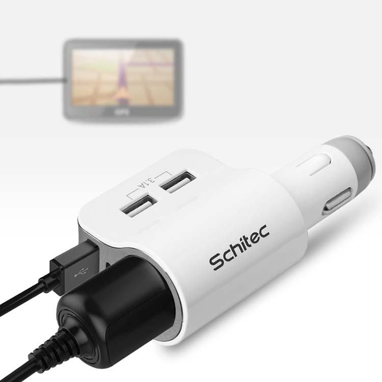 car USB adapter white 3 USB slot charger
